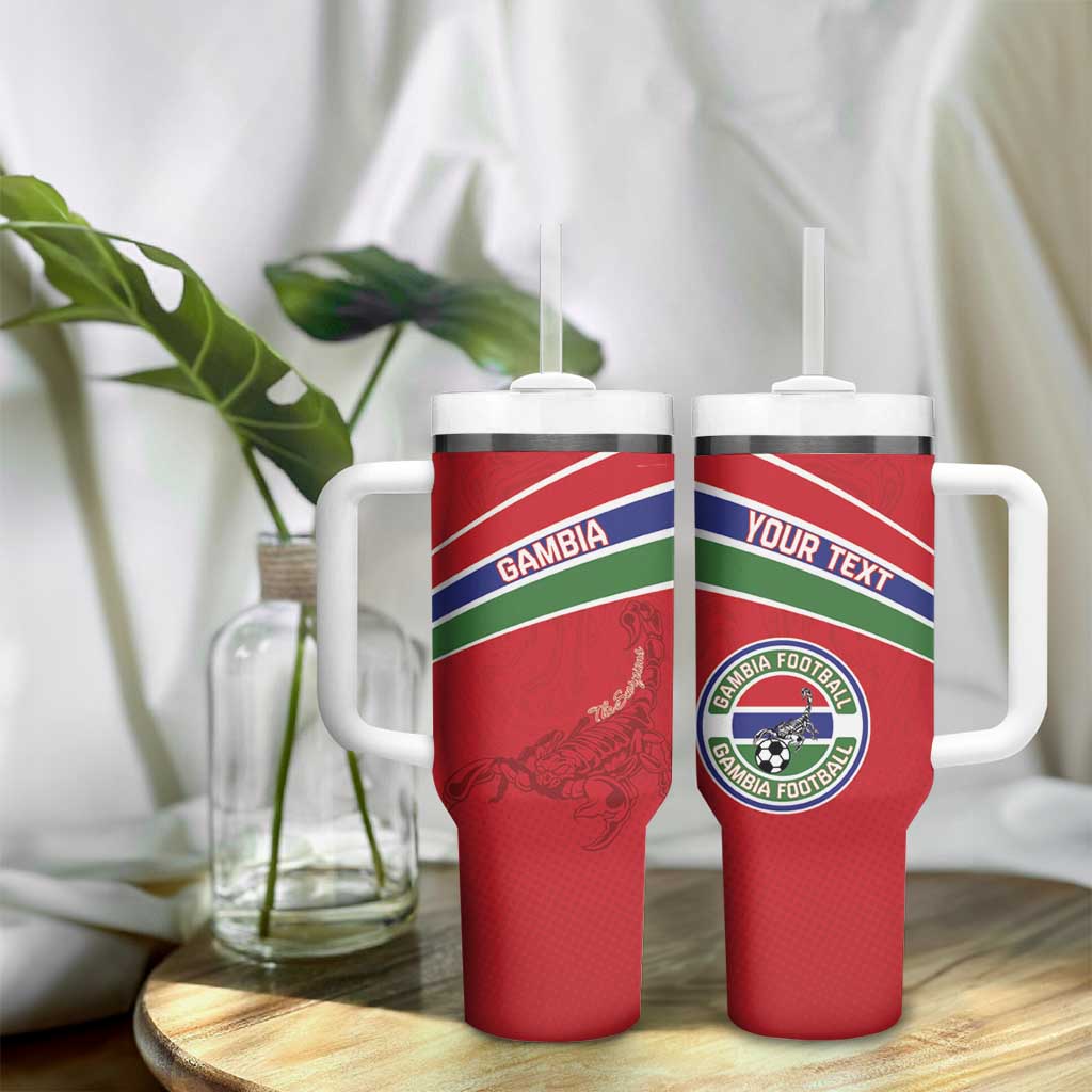 Custom Gambia Football Tumbler With Handle Scorpions Never Die LT15