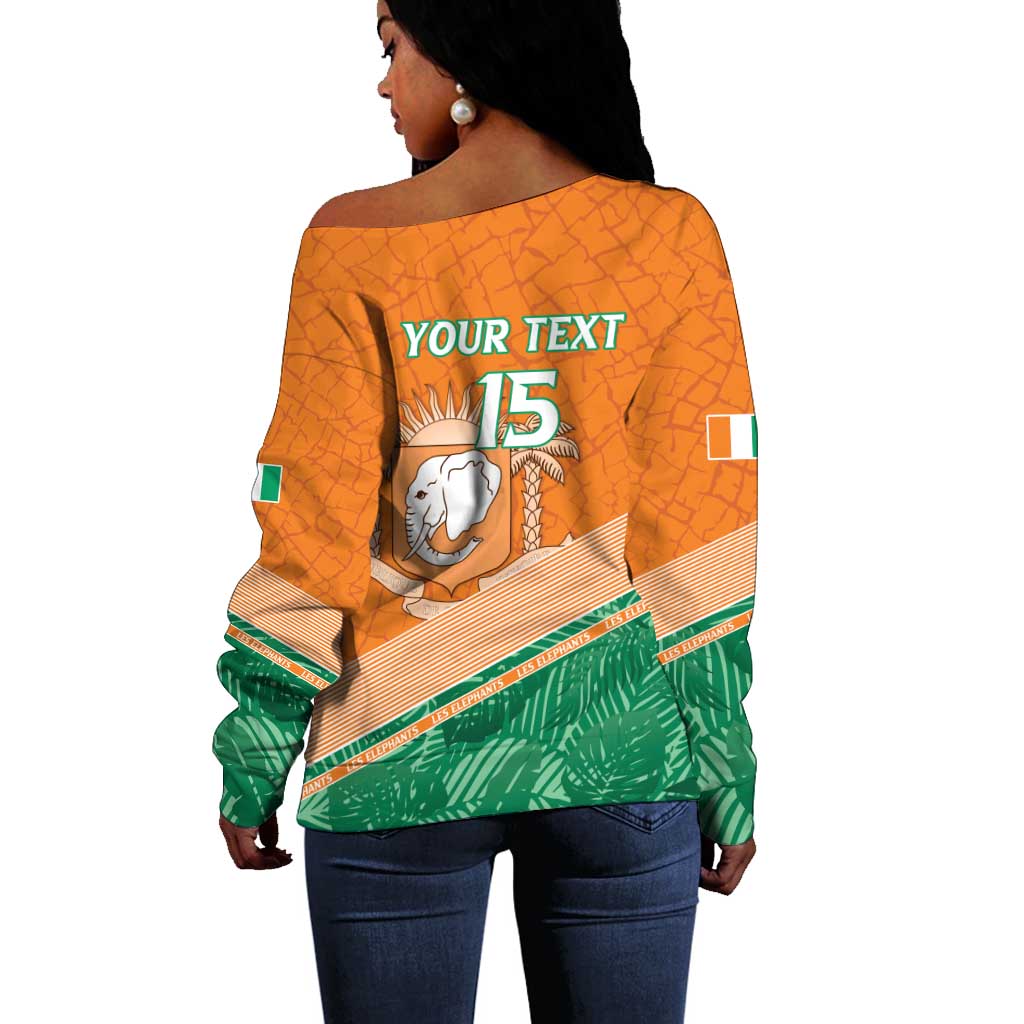 Ivory Coast Rugby Custom Off Shoulder Sweater Allez Les Elephants LT15