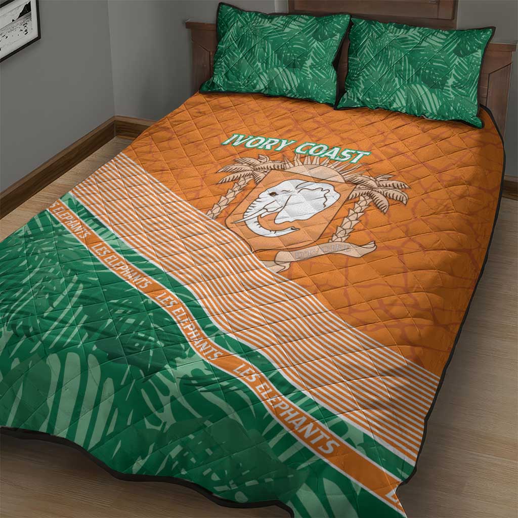 Ivory Coast Rugby Custom Quilt Bed Set Allez Les Elephants LT15