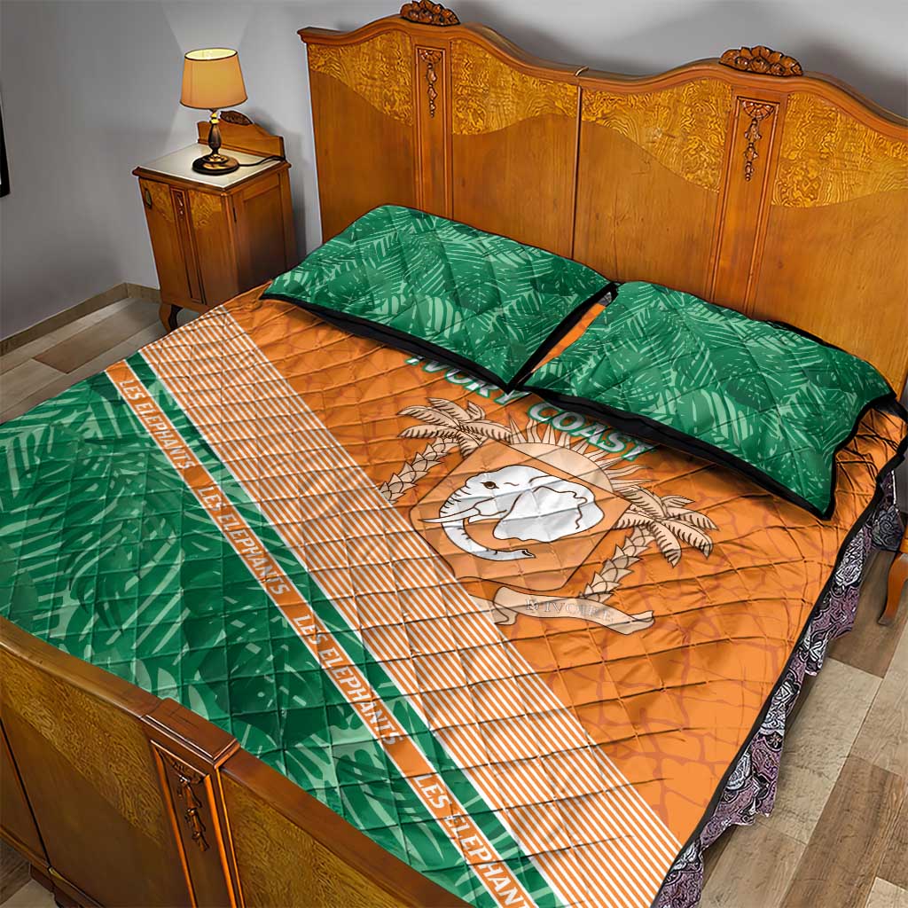 Ivory Coast Rugby Custom Quilt Bed Set Allez Les Elephants LT15