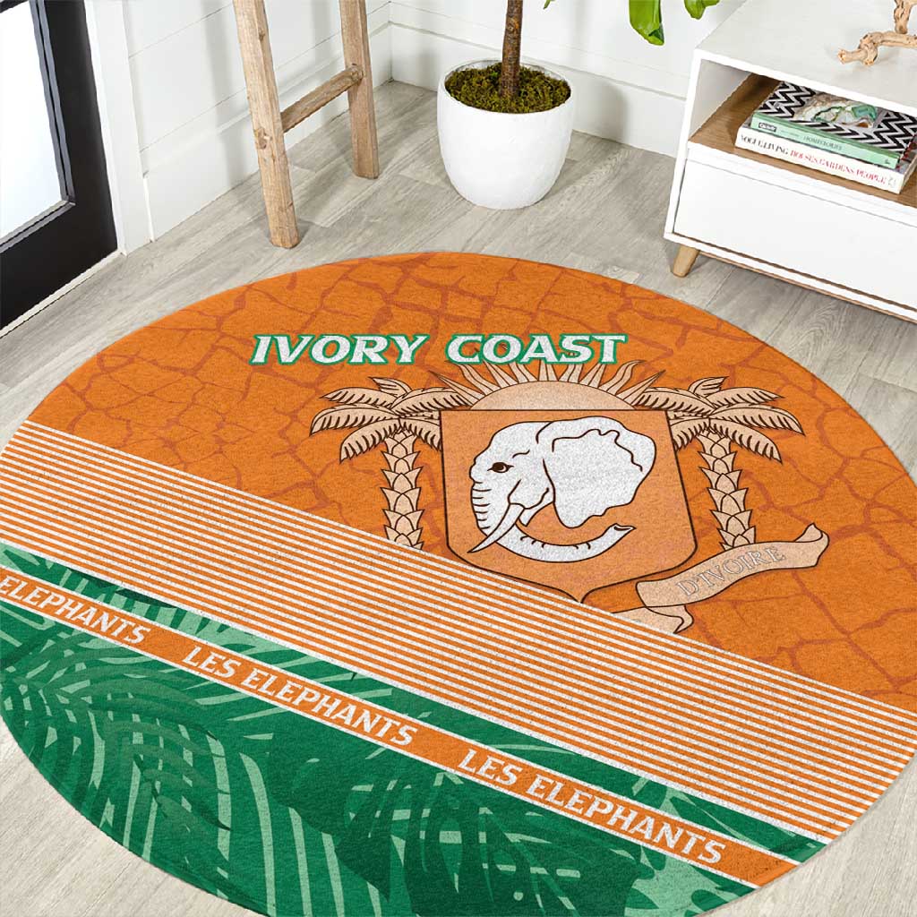 Ivory Coast Rugby Custom Round Carpet Allez Les Elephants LT15