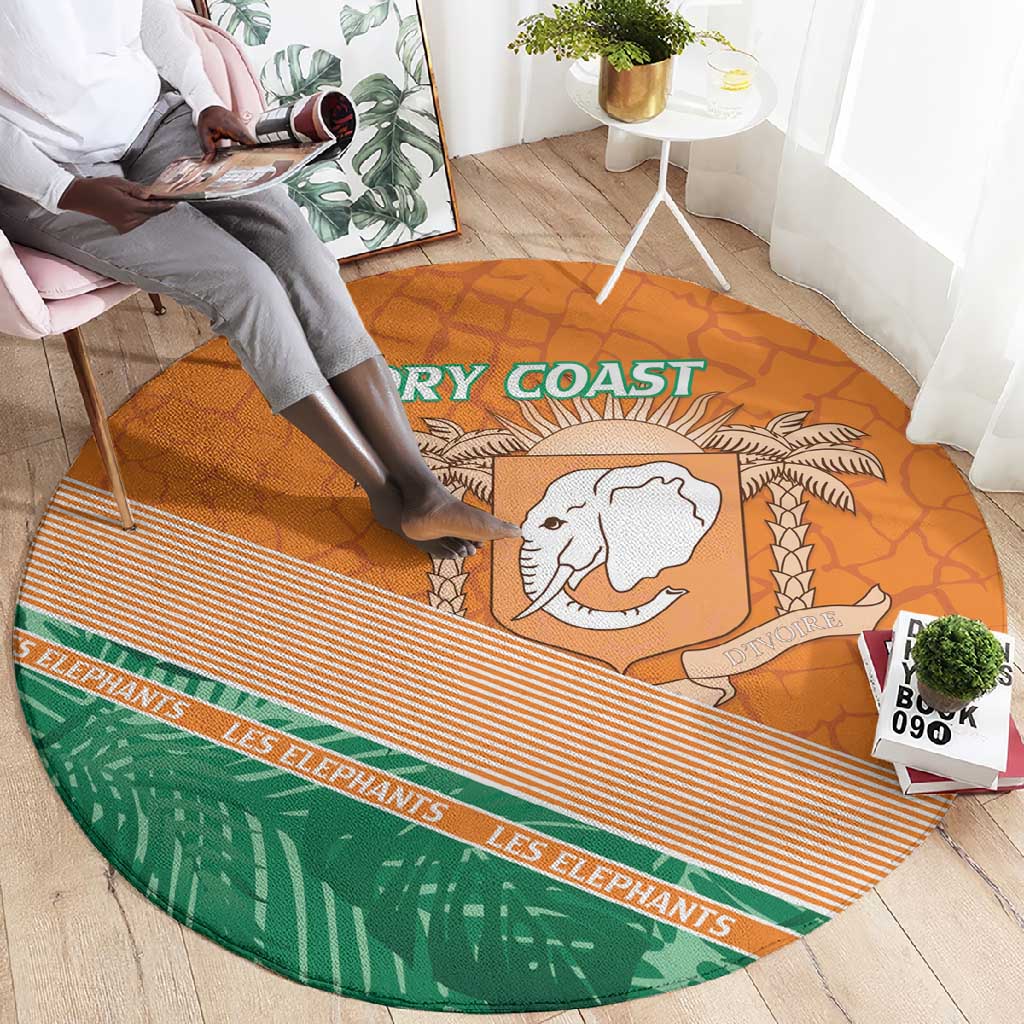 Ivory Coast Rugby Custom Round Carpet Allez Les Elephants LT15