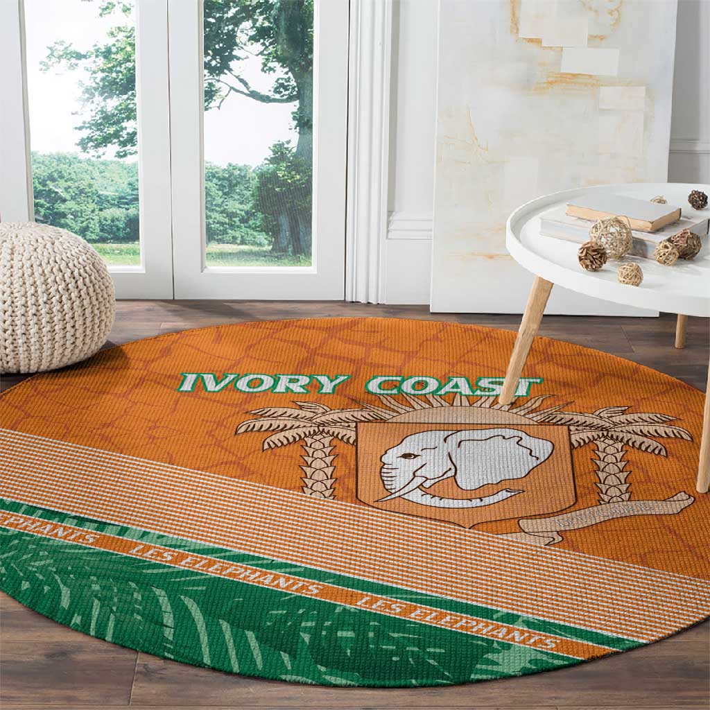 Ivory Coast Rugby Custom Round Carpet Allez Les Elephants LT15
