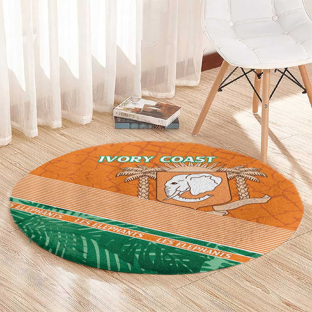 Ivory Coast Rugby Custom Round Carpet Allez Les Elephants LT15