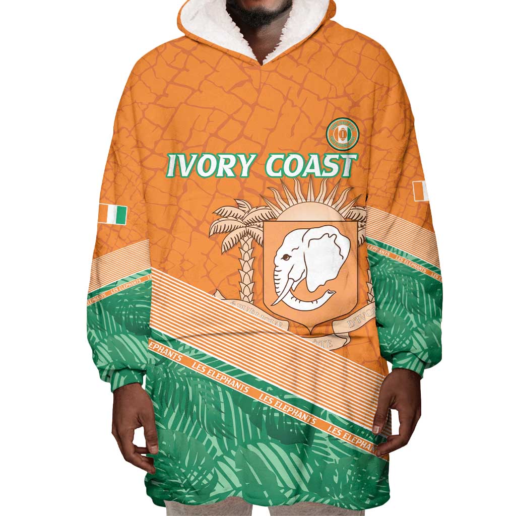 Ivory Coast Rugby Custom Wearable Blanket Hoodie Allez Les Elephants LT15