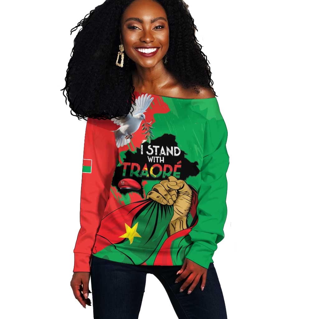 Burkina Faso I Stand With Traore Off Shoulder Sweater LT15
