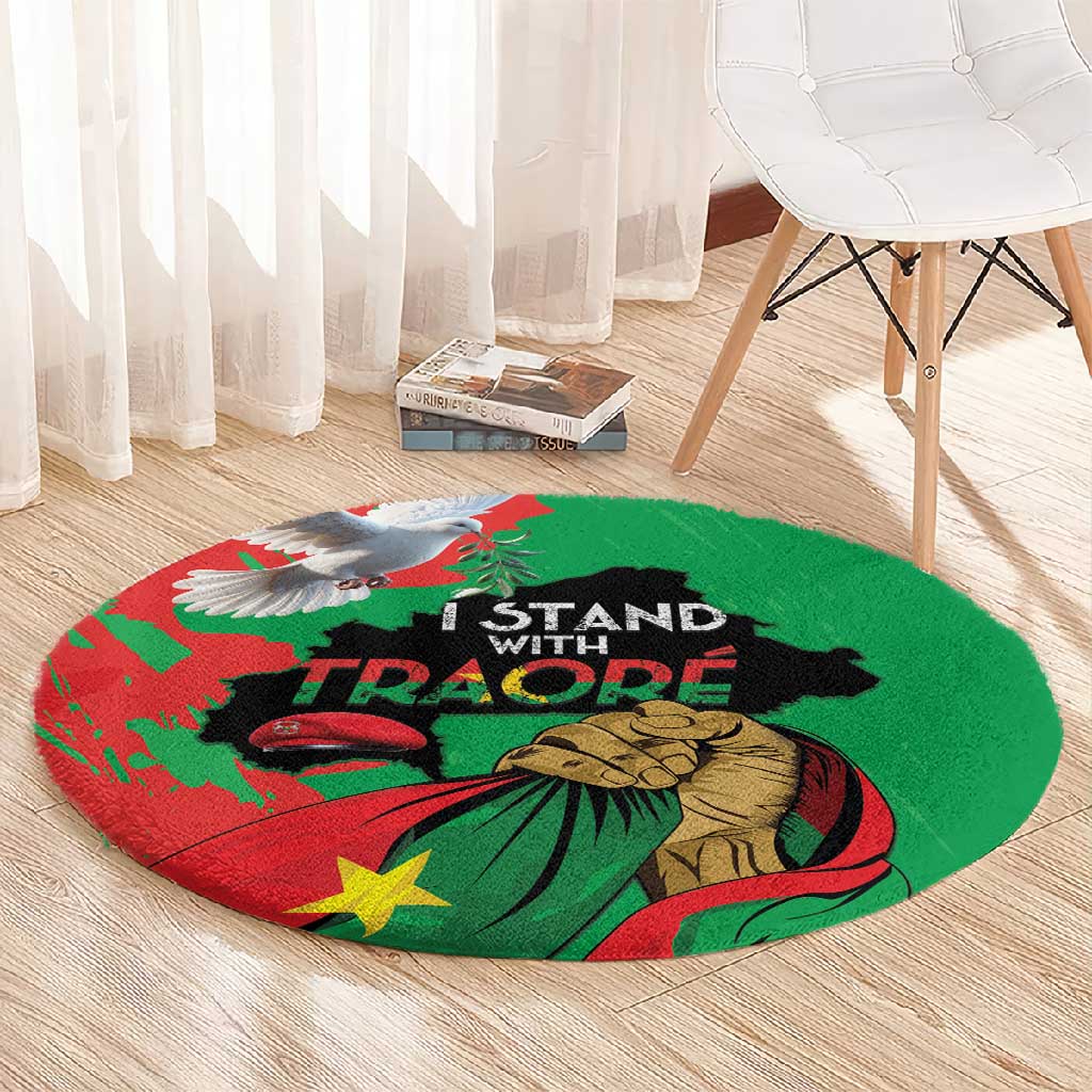 Burkina Faso I Stand With Traore Round Carpet LT15