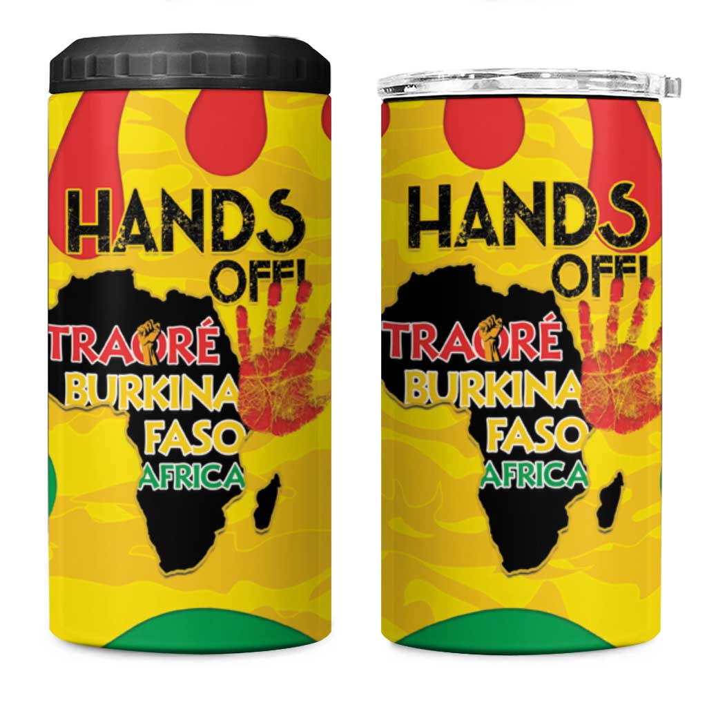 Hands Off Traore Burkina Faso Africa 4 in 1 Can Cooler Tumbler Military Pattern LT15