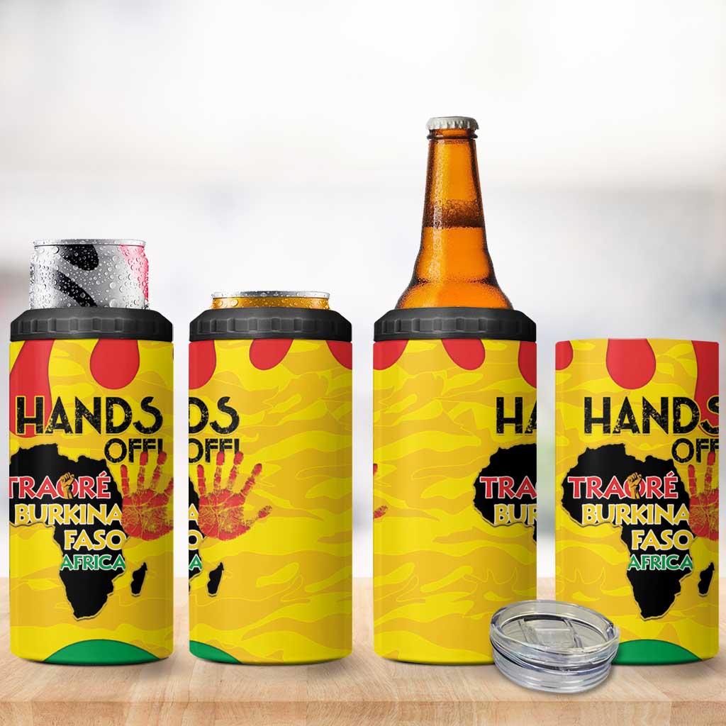 Hands Off Traore Burkina Faso Africa 4 in 1 Can Cooler Tumbler Military Pattern LT15