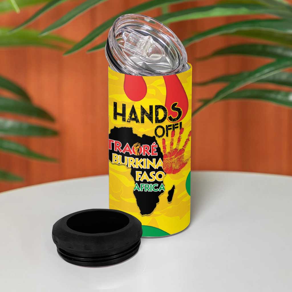 Hands Off Traore Burkina Faso Africa 4 in 1 Can Cooler Tumbler Military Pattern LT15