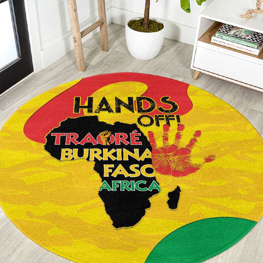Hands Off Traore Burkina Faso Africa Round Carpet Military Pattern LT15
