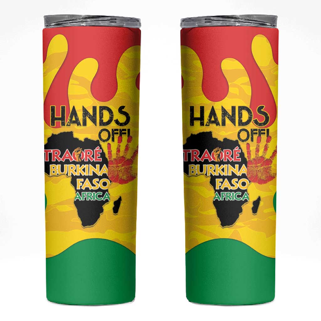 Hands Off Traore Burkina Faso Africa Skinny Tumbler Military Pattern LT15