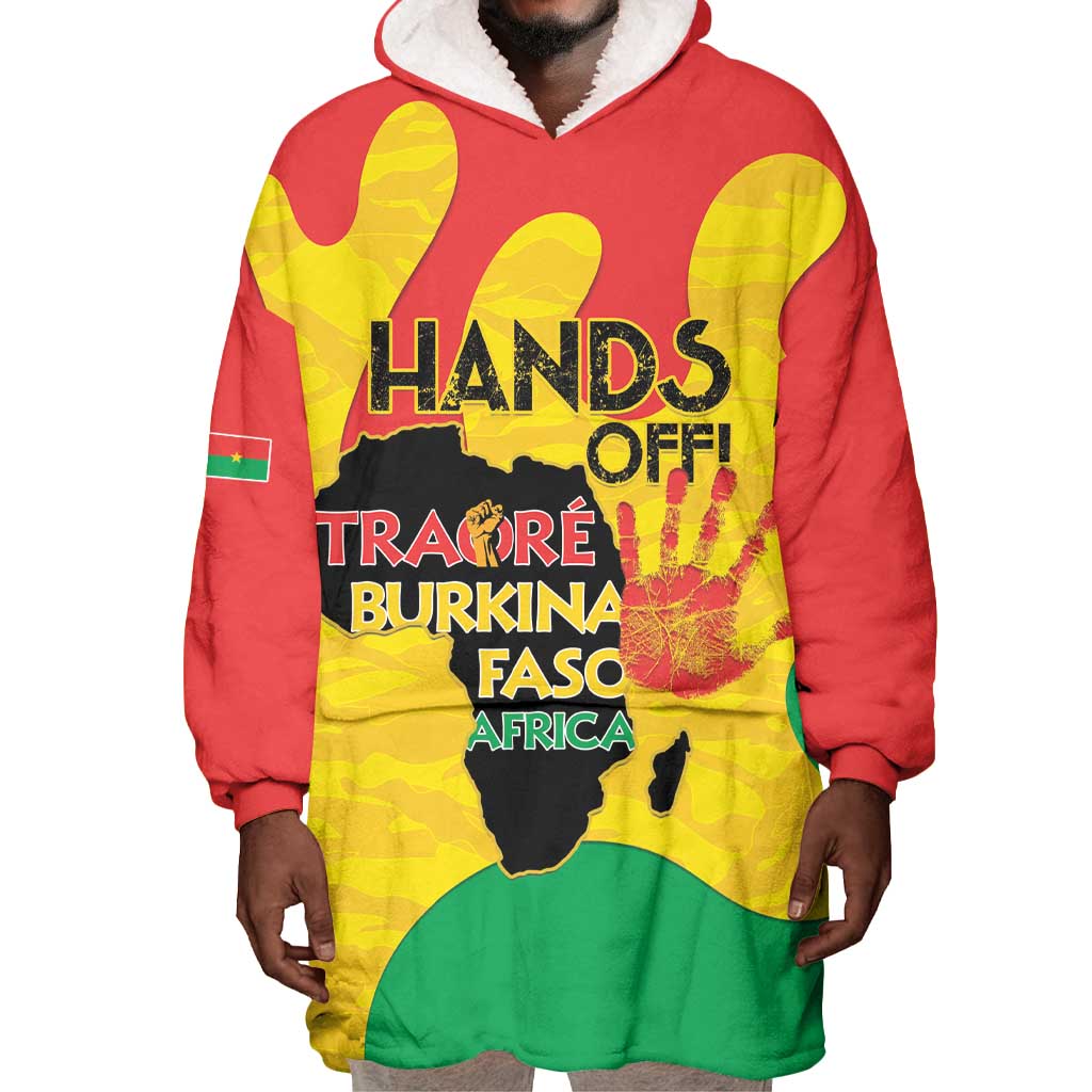 Hands Off Traore Burkina Faso Africa Wearable Blanket Hoodie Military Pattern LT15