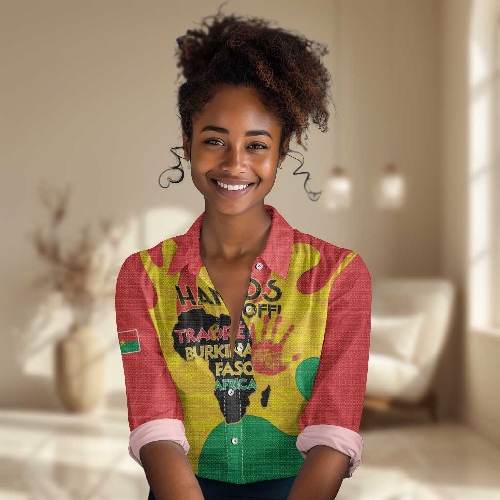 Hands Off Traore Burkina Faso Africa Women Casual Shirt Military Pattern LT15