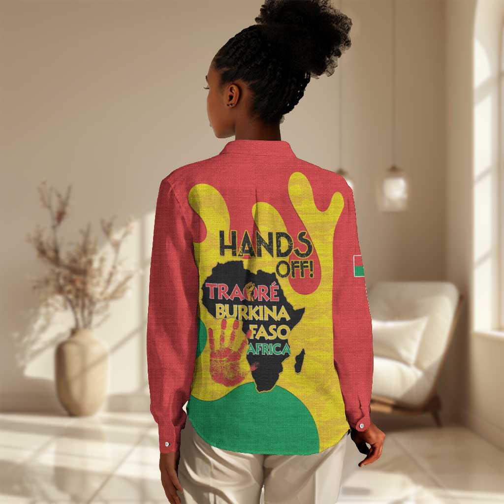 Hands Off Traore Burkina Faso Africa Women Casual Shirt Military Pattern LT15