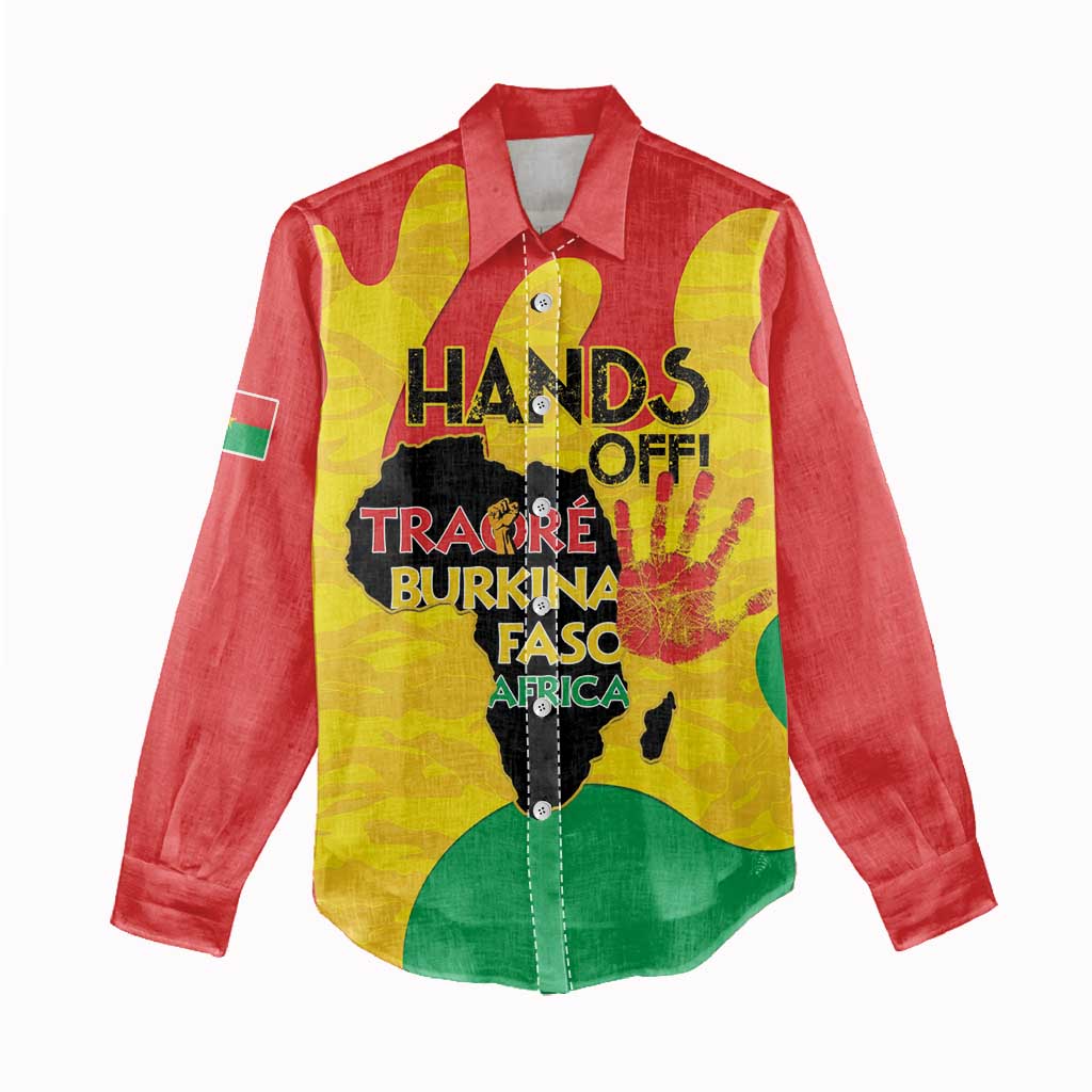 Hands Off Traore Burkina Faso Africa Women Casual Shirt Military Pattern LT15