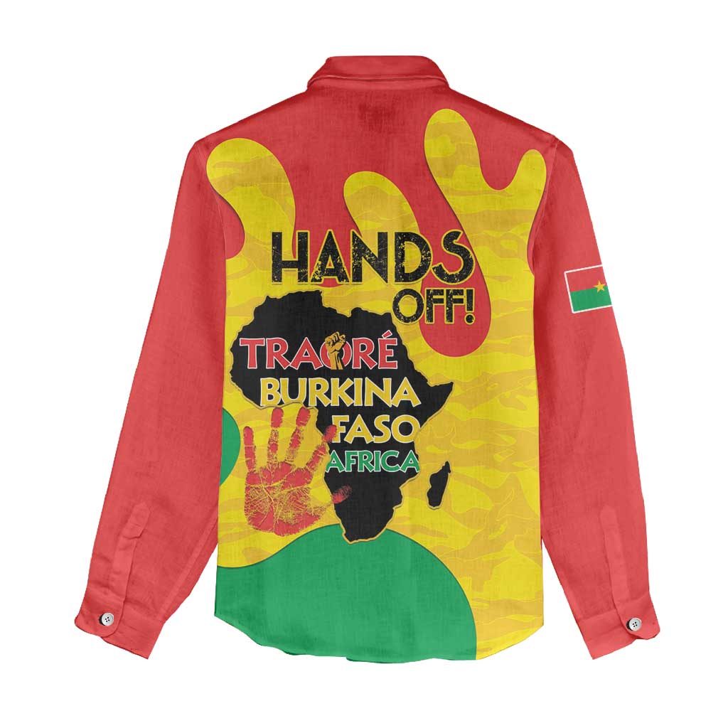 Hands Off Traore Burkina Faso Africa Women Casual Shirt Military Pattern LT15