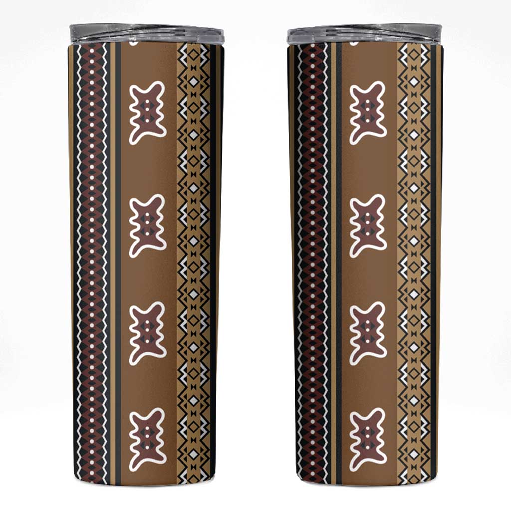Mali Mud Cloth Skinny Tumbler Traditional Bologan Pattern LT15