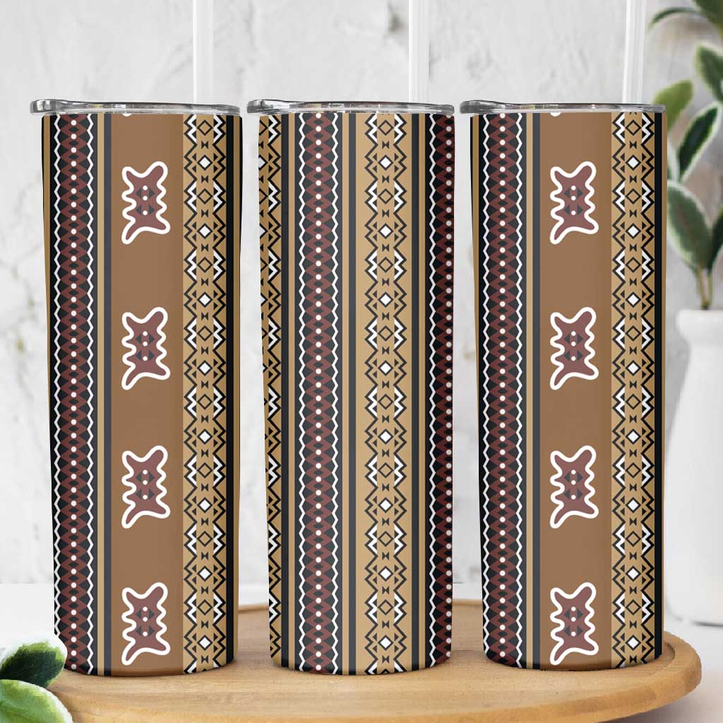 Mali Mud Cloth Skinny Tumbler Traditional Bologan Pattern LT15