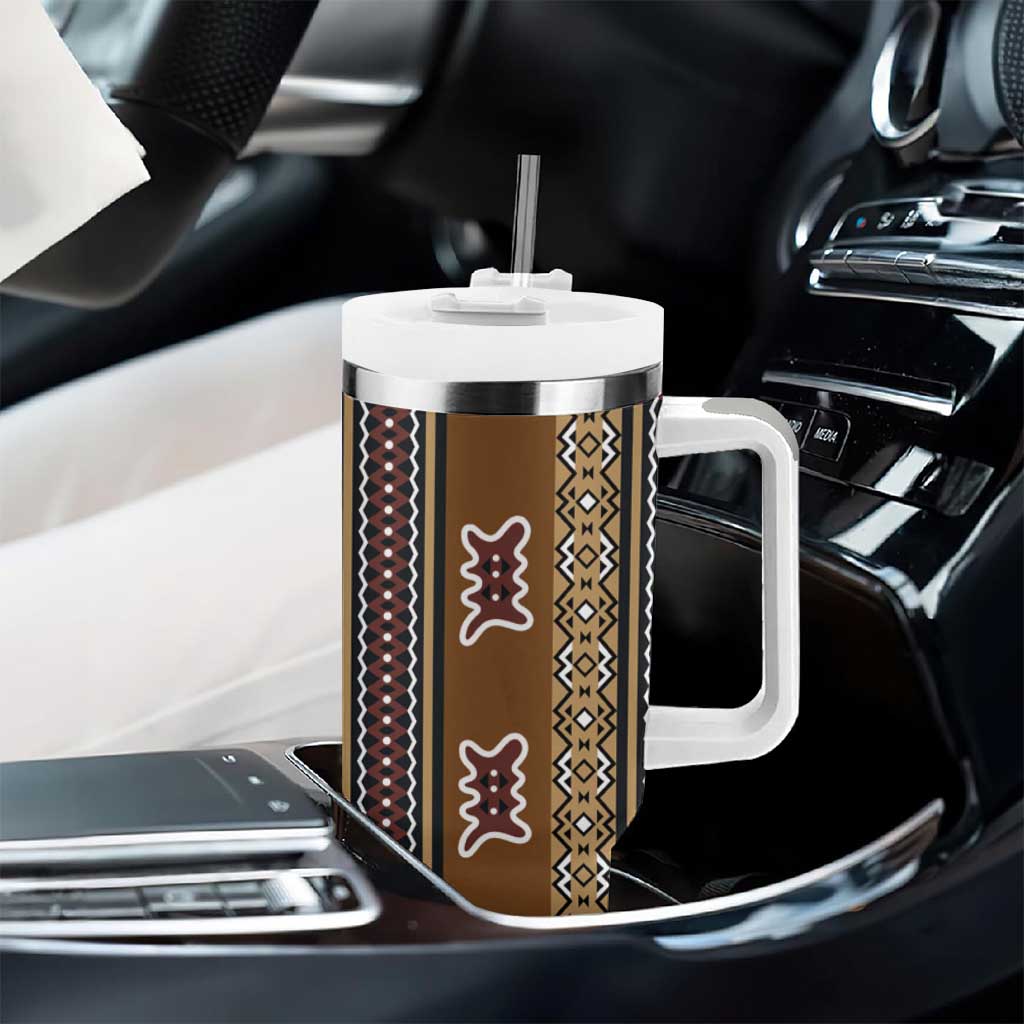 Mali Mud Cloth Tumbler With Handle Traditional Bologan Pattern LT15