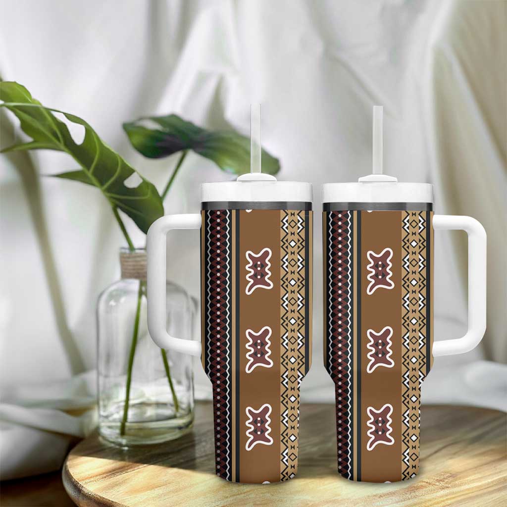 Mali Mud Cloth Tumbler With Handle Traditional Bologan Pattern LT15
