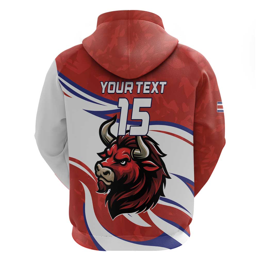 Custom Costa Rica Football Hoodie Los Ticos With Bull Mascot LT15