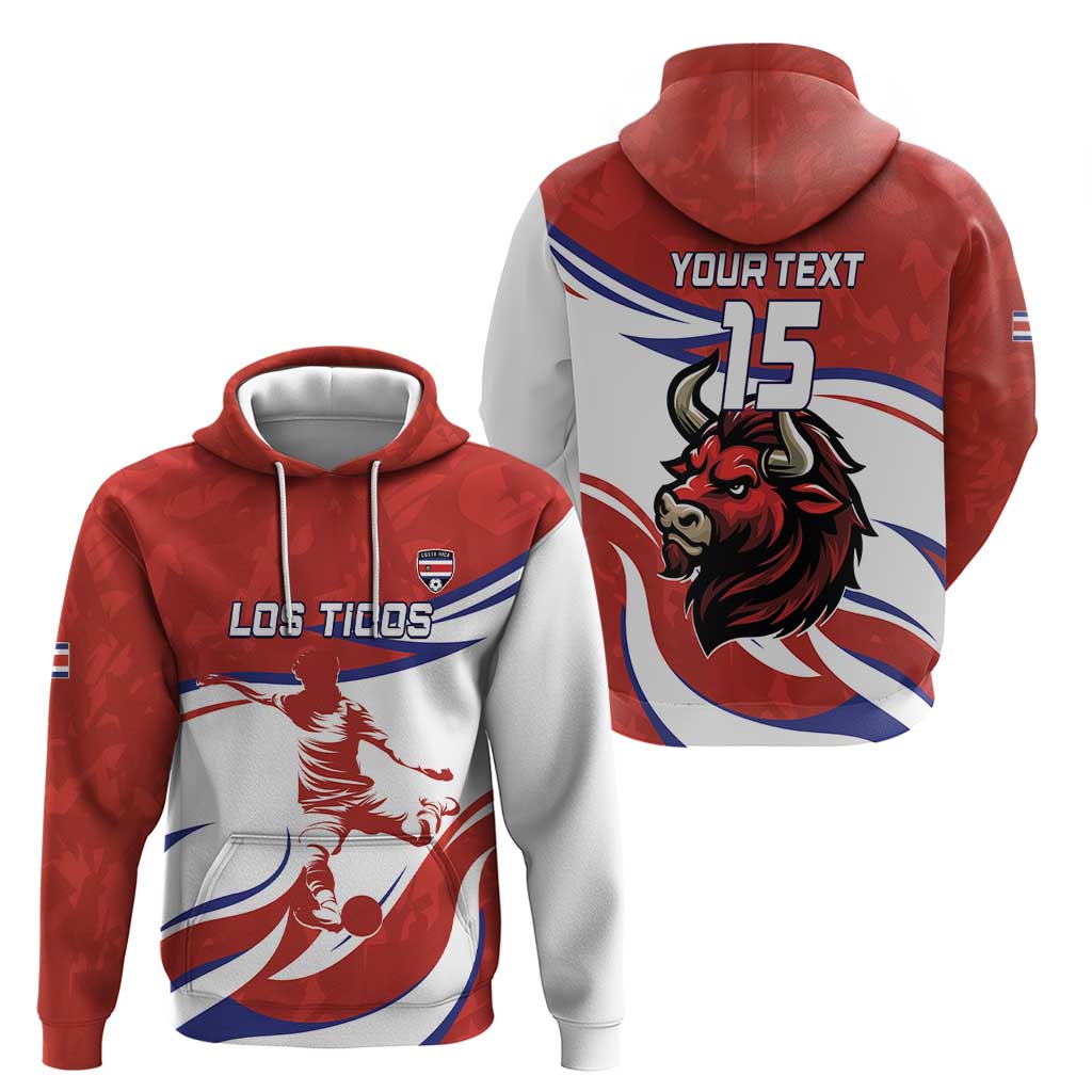 Custom Costa Rica Football Hoodie Los Ticos With Bull Mascot LT15