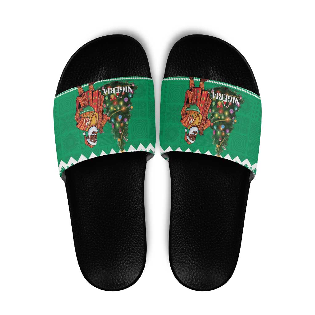 Nigeria Christmas Slide Sandals Black Santa With Jollof Rice LT15