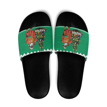 Nigeria Christmas Slide Sandals Black Santa With Jollof Rice LT15