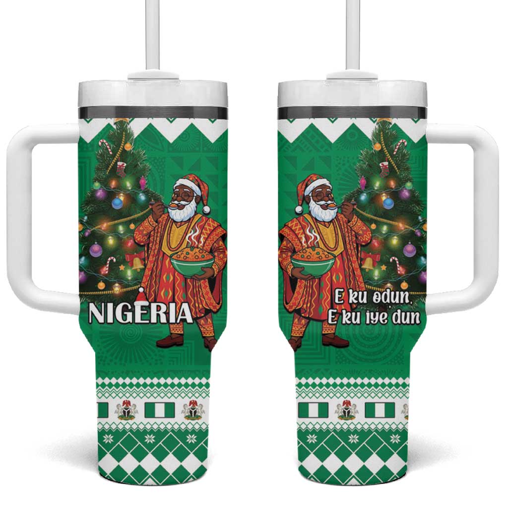 Afro Christmas in Nigeria Tumbler With Handle Eku Odun Eku IyeDun LT15