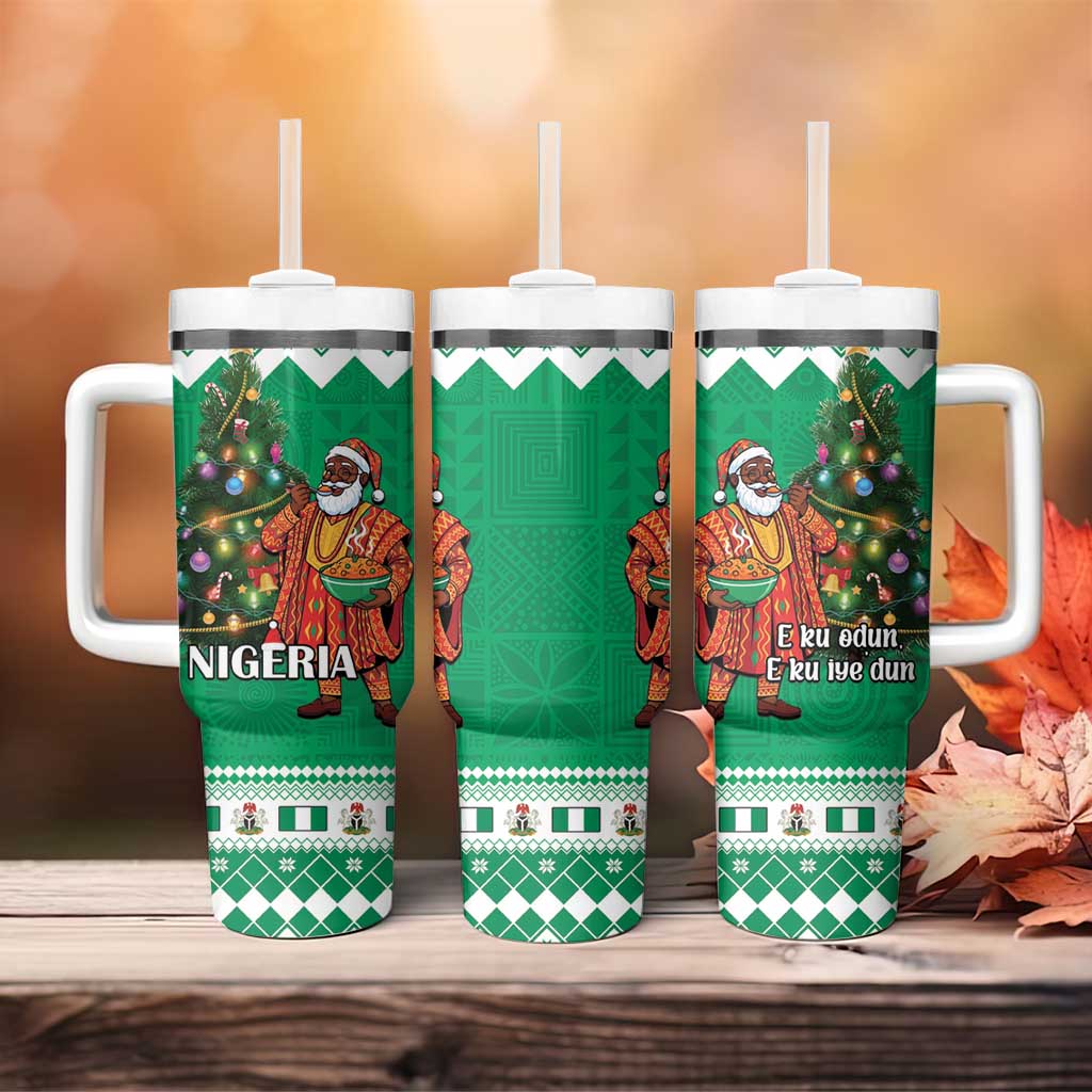 Afro Christmas in Nigeria Tumbler With Handle Eku Odun Eku IyeDun LT15