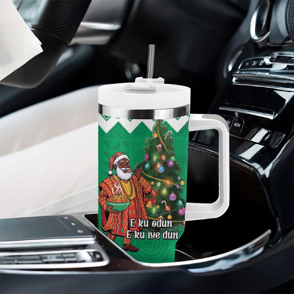 Afro Christmas in Nigeria Tumbler With Handle Eku Odun Eku IyeDun LT15