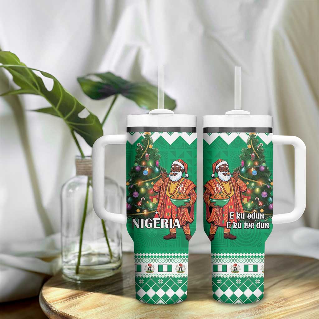 Afro Christmas in Nigeria Tumbler With Handle Eku Odun Eku IyeDun LT15