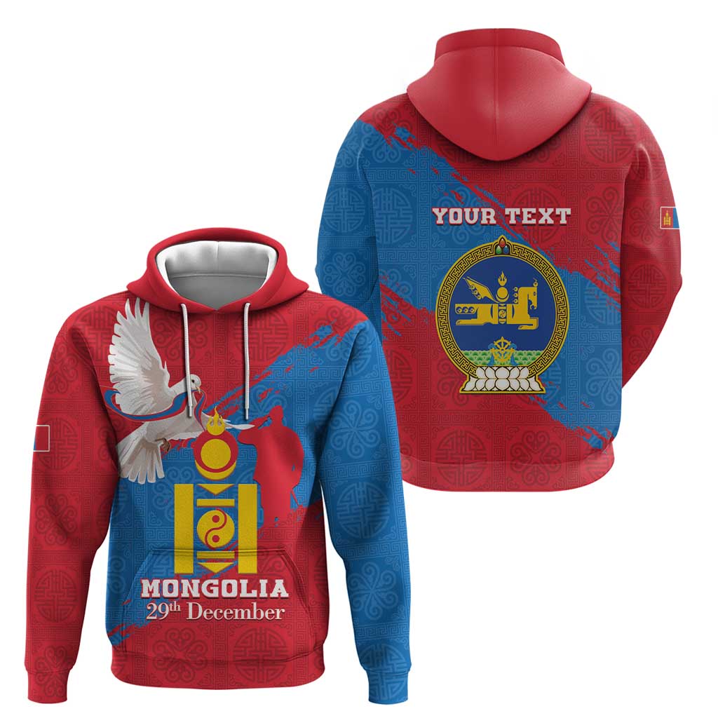 Personalised Mongolia Independence Day Hoodie Coat Of Arms - Mongolia Folk Pattern LT15