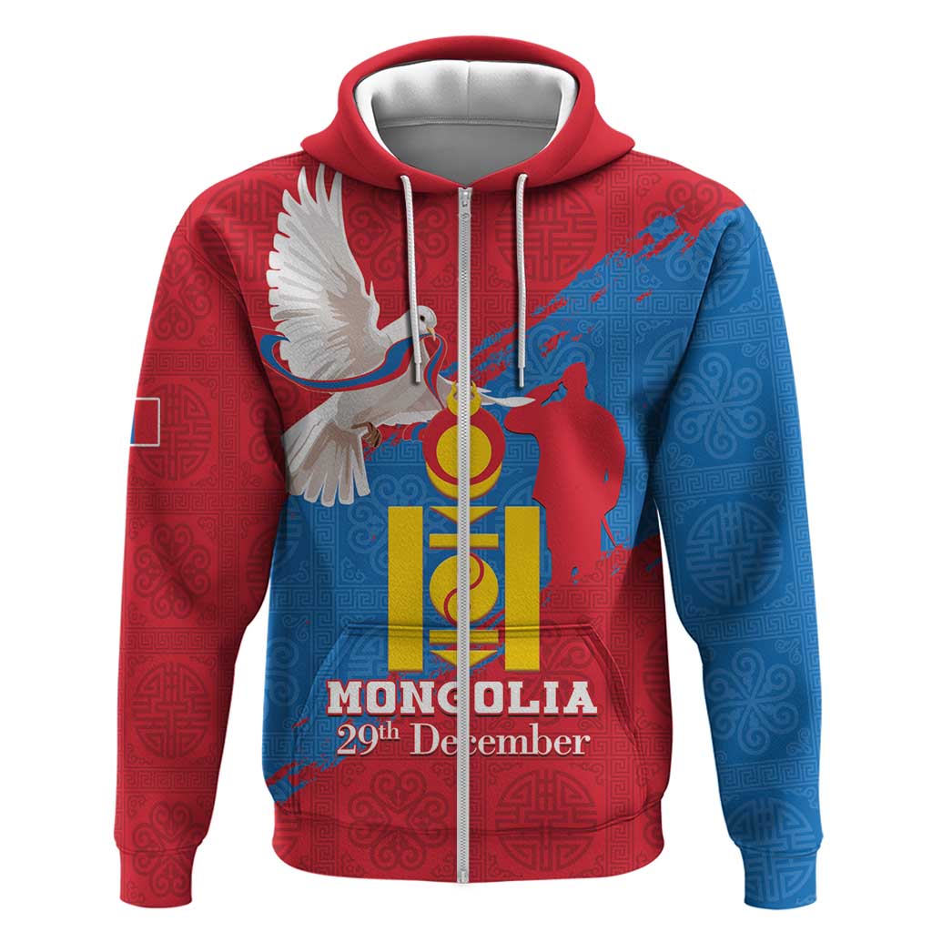 Personalised Mongolia Independence Day Hoodie Coat Of Arms - Mongolia Folk Pattern LT15