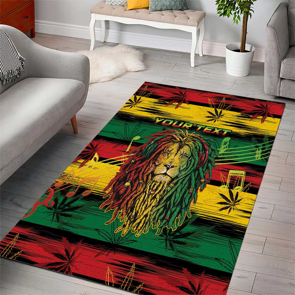 Personalised Rastafarian Lion Area Rug Cannabis Leaf Pattern LT15