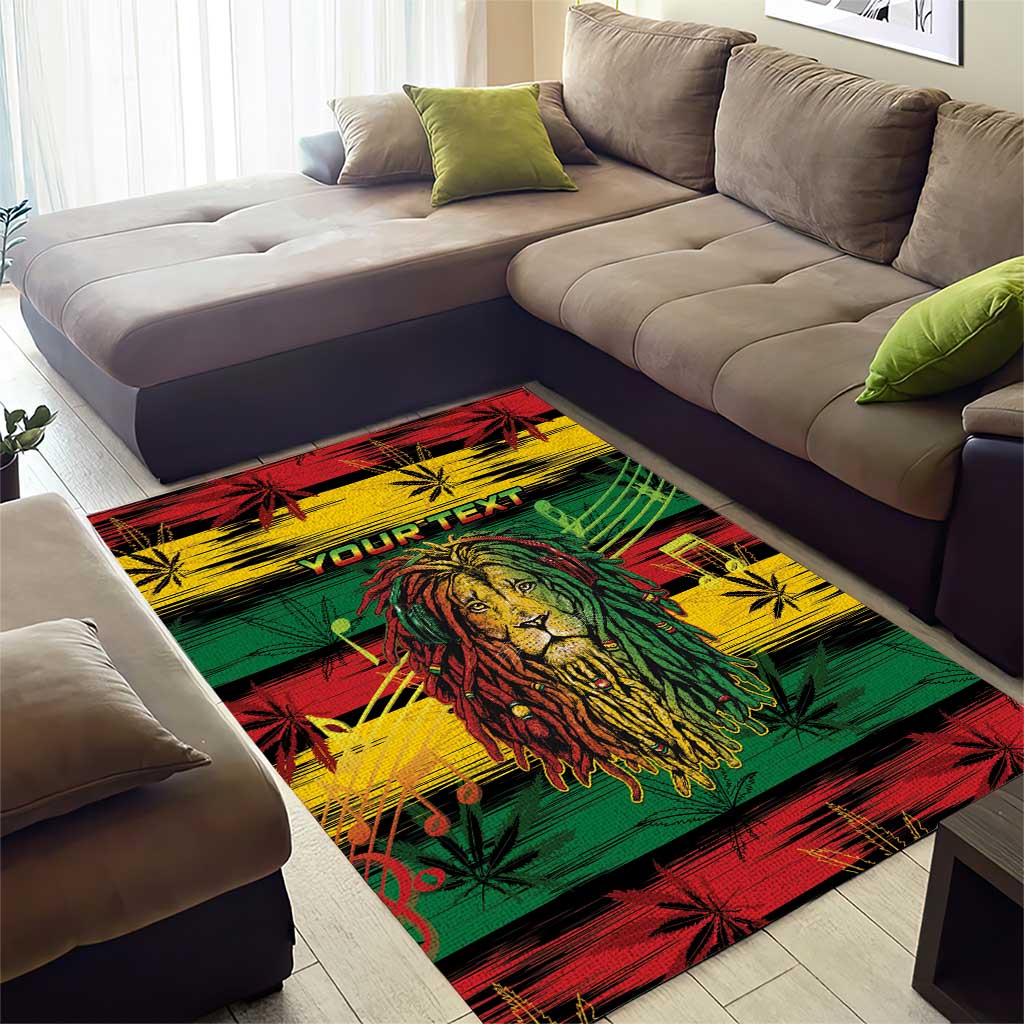 Personalised Rastafarian Lion Area Rug Cannabis Leaf Pattern LT15