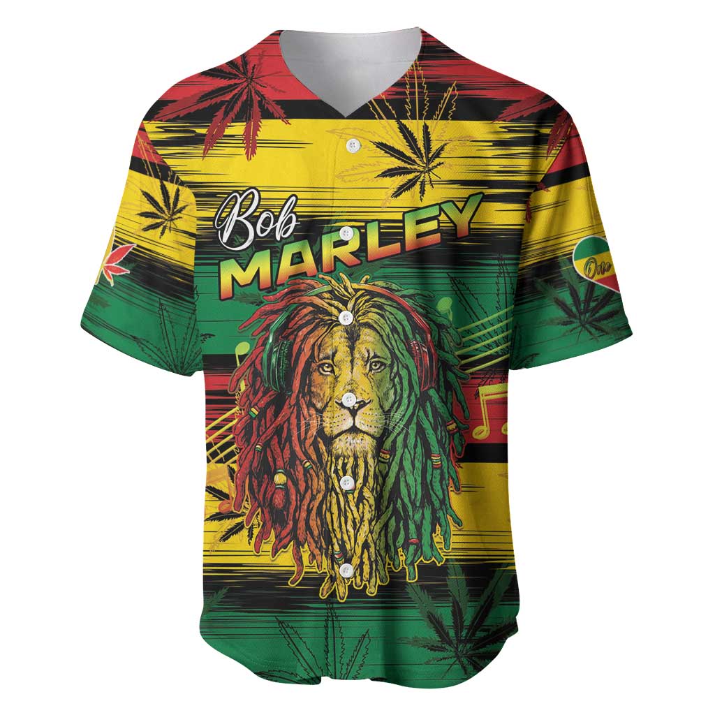 Personalised Rastafarian Lion Baseball Jersey Cannabis Leaf Pattern LT15