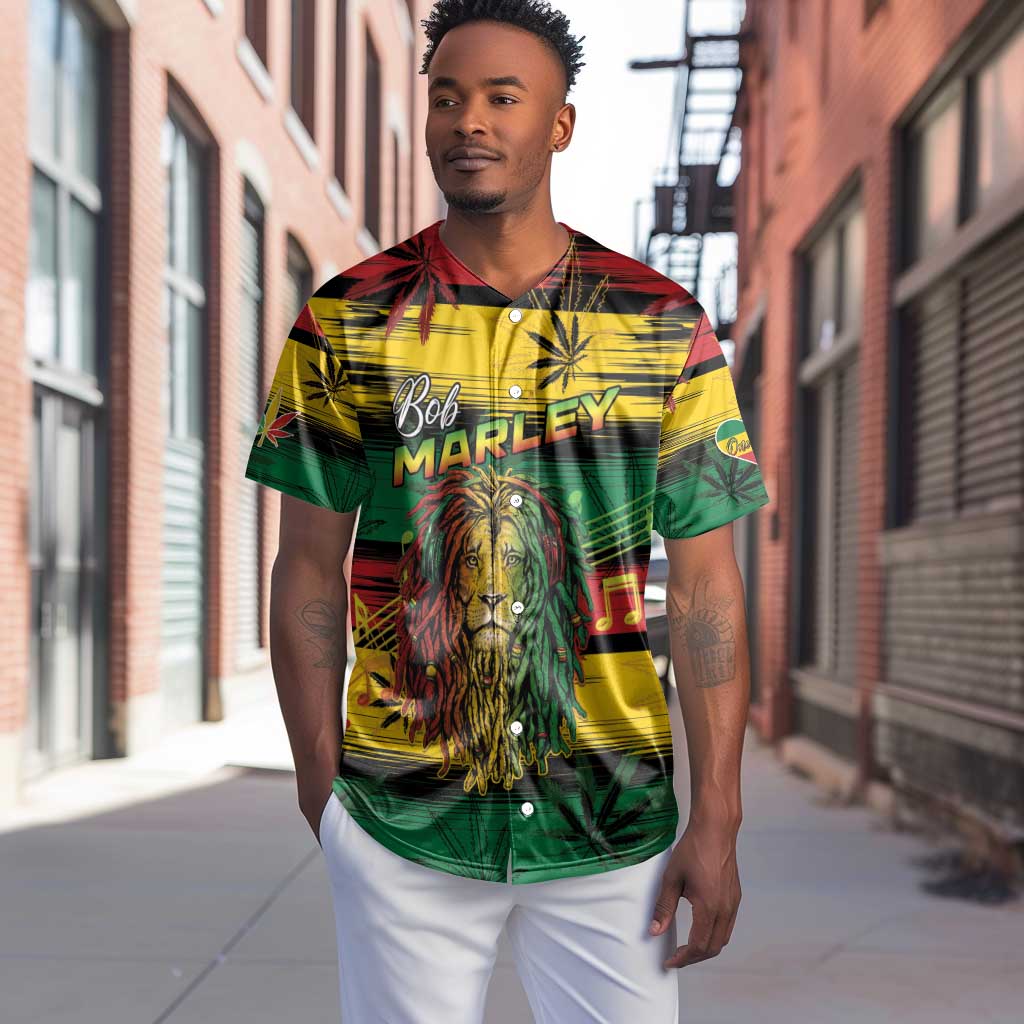 Personalised Rastafarian Lion Baseball Jersey Cannabis Leaf Pattern LT15