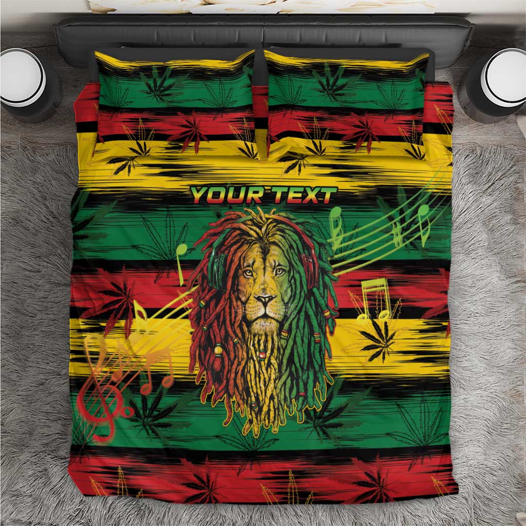Personalised Rastafarian Lion Bedding Set Cannabis Leaf Pattern LT15