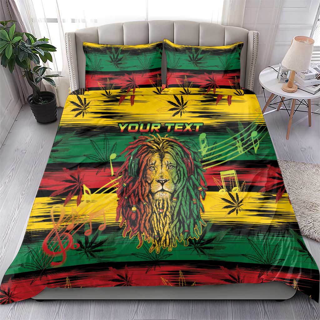 Personalised Rastafarian Lion Bedding Set Cannabis Leaf Pattern LT15