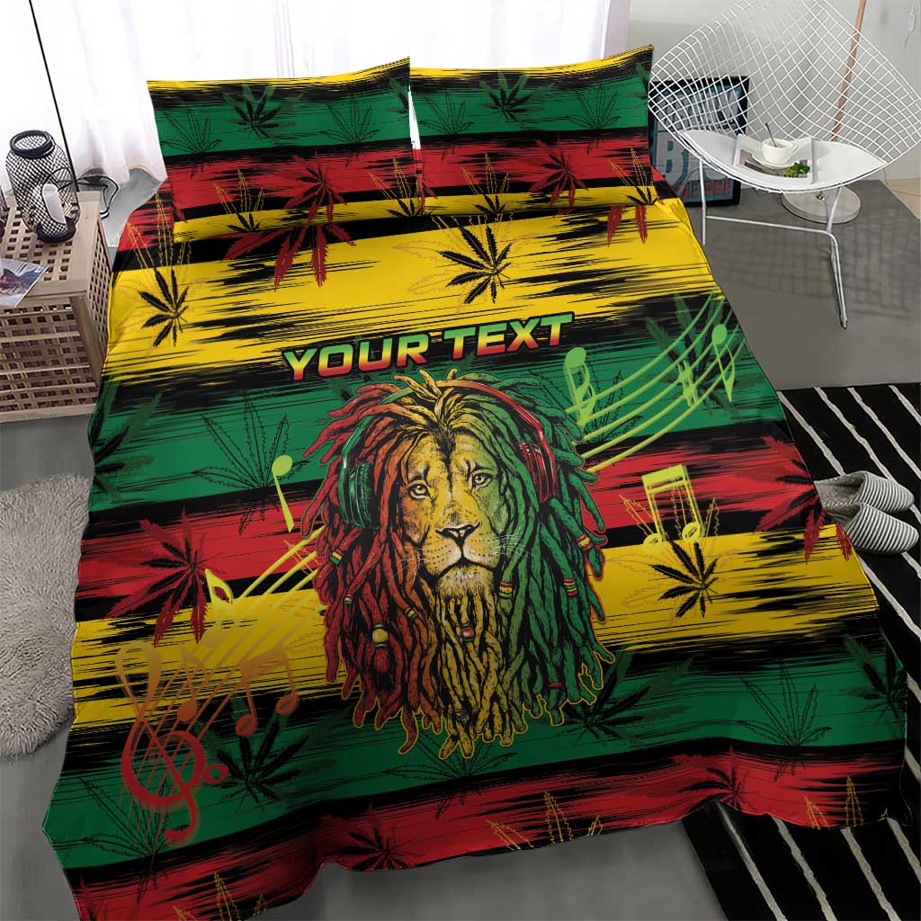Personalised Rastafarian Lion Bedding Set Cannabis Leaf Pattern LT15
