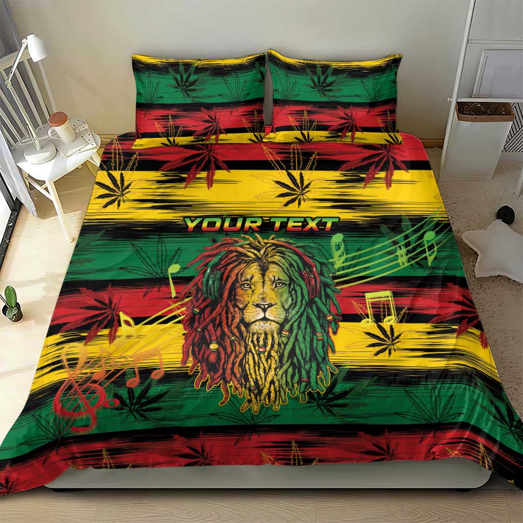 Personalised Rastafarian Lion Bedding Set Cannabis Leaf Pattern LT15