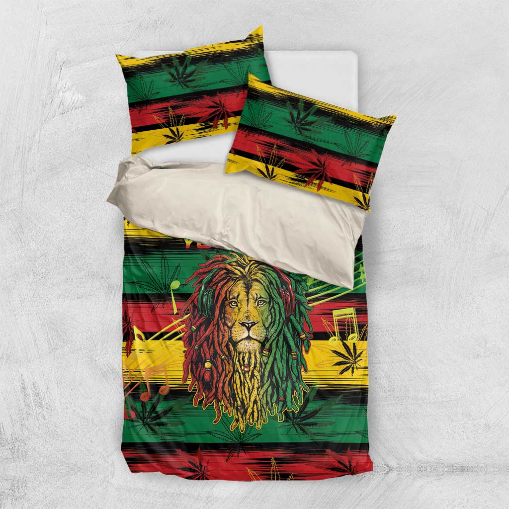 Personalised Rastafarian Lion Bedding Set Cannabis Leaf Pattern LT15