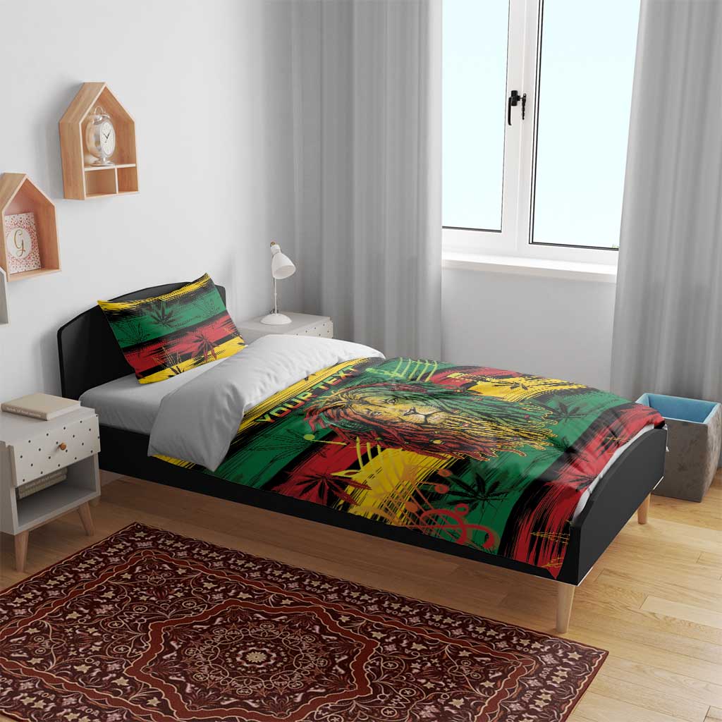 Personalised Rastafarian Lion Bedding Set Cannabis Leaf Pattern LT15