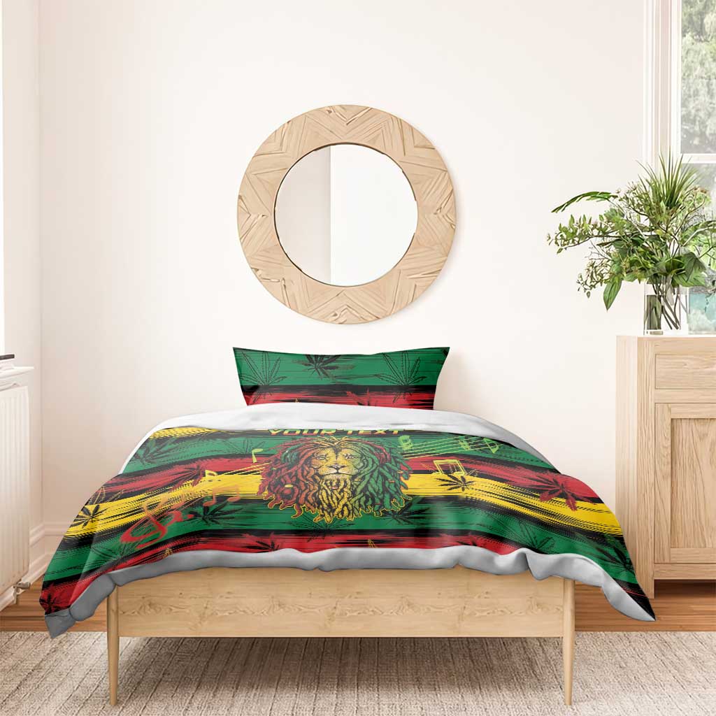 Personalised Rastafarian Lion Bedding Set Cannabis Leaf Pattern LT15