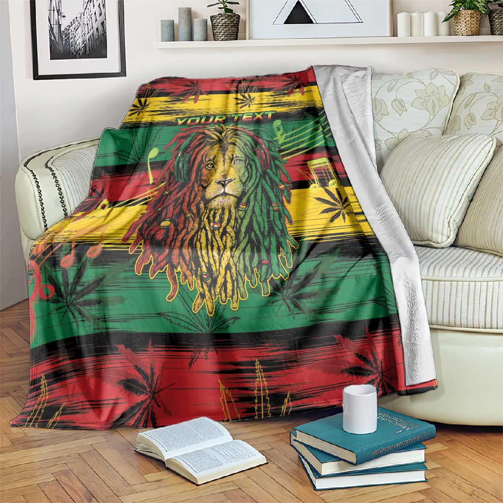 Personalised Rastafarian Lion Blanket Cannabis Leaf Pattern LT15