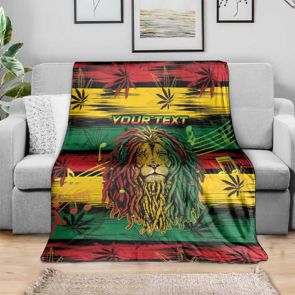 Personalised Rastafarian Lion Blanket Cannabis Leaf Pattern LT15