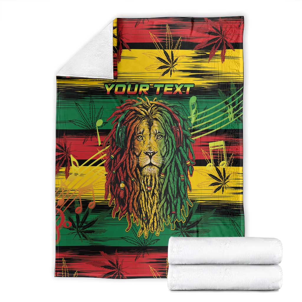 Personalised Rastafarian Lion Blanket Cannabis Leaf Pattern LT15