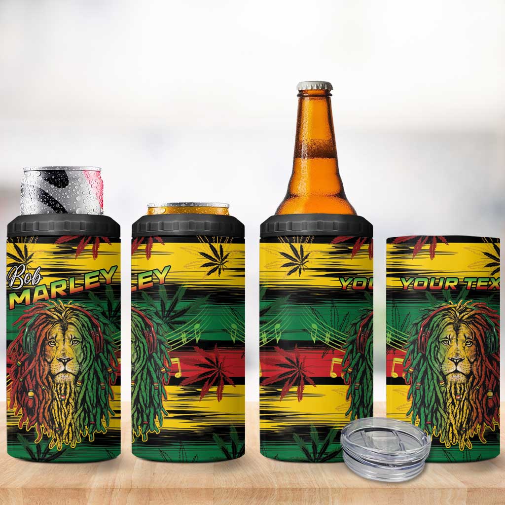Personalised Rastafarian Lion 4 in 1 Can Cooler Tumbler Cannabis Leaf Pattern LT15